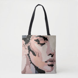 Bolso De Tela Retrato Pixel Doux con Cita Silenciosa
