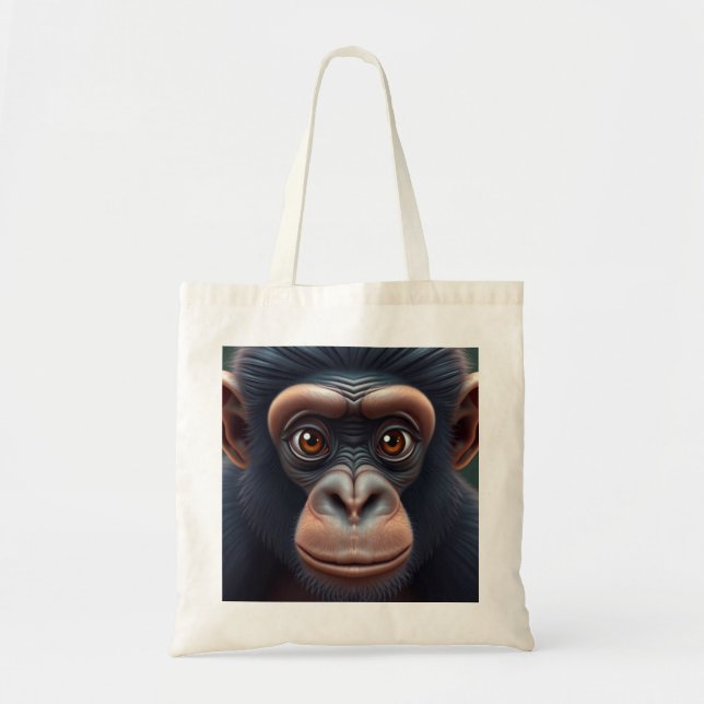 Bolso De Tela Retrato satírico de Chimpanzee Anime (Frente)