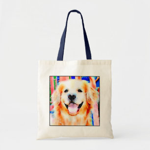 Bolso De Tela Retrato sonriente de la acuarela del golden