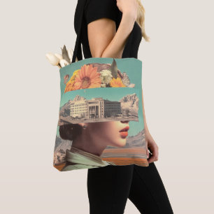 Bolso De Tela Retrato surrealista con paisaje arquitectónico