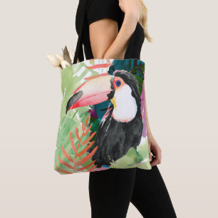 Bolso De Tela Retrato táctil con hojas tropicales