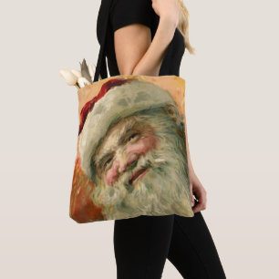 Bolso De Tela Retrato Victoriano de Santa Claus, Navidad Vintage