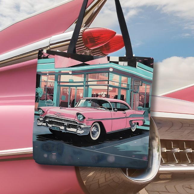 Bolso De Tela Retro 1950s Pink Car Mid‑Century Diner (Subido por el creador)