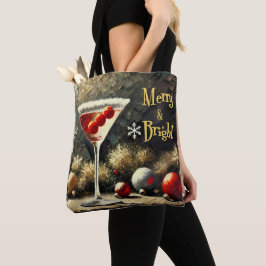 Bolso De Tela Retro 50s Martini de Navidad de Triple Arándano
