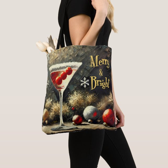 Bolso De Tela Retro 50s Triple Cranberry Christmas Martini (Detalle)