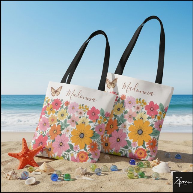 Bolso De Tela Retro 70s Floral Groovy Daisy Backdrop (Subido por el creador)