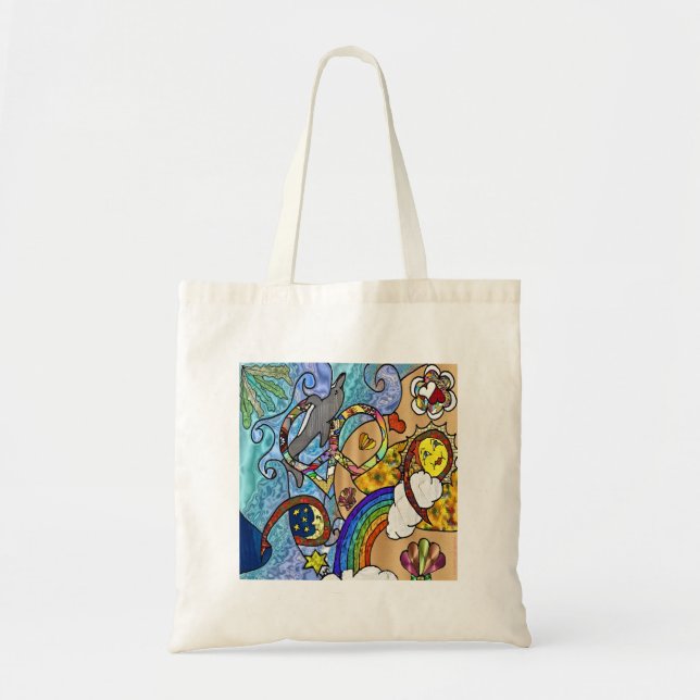 Bolso De Tela Retro años 60 Psicodélico en la ropa de regalos de (Frente)