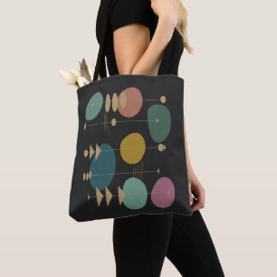 Bolso De Tela Retro Atómico Espacio Edad Moderno Siglo XX Negro