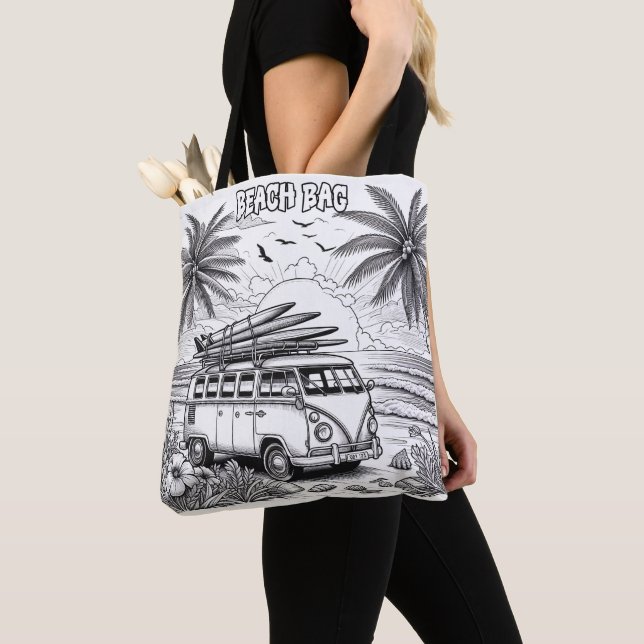 Bolso De Tela Retro Beach Van Coloring (Detalle)