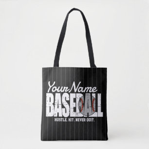 Bolso De Tela Retro Béisbol ADD NOMBRE Pinstripe Team Player