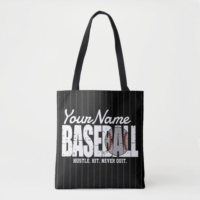 Bolso De Tela Retro Béisbol ADD NOMBRE Pinstripe Team Player (Anverso)