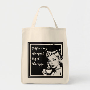 Bolso De Tela Retro black and white design with the phrase “Coff
