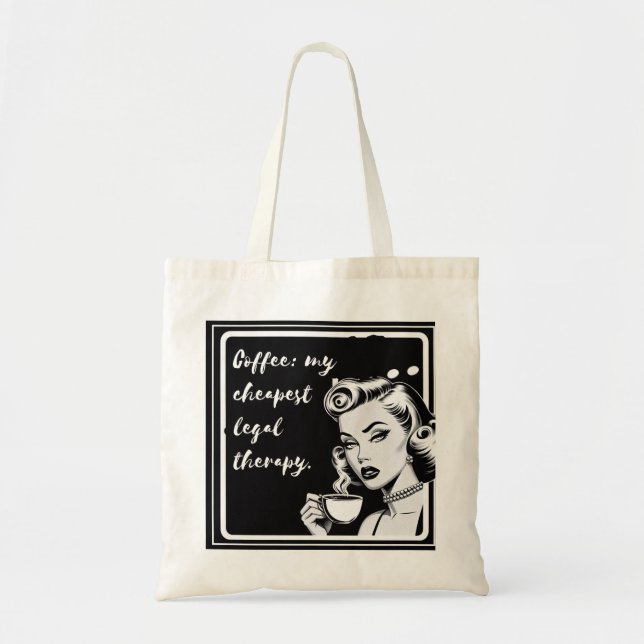 Bolso De Tela Retro black and white design with the phrase “Coff (Frente)