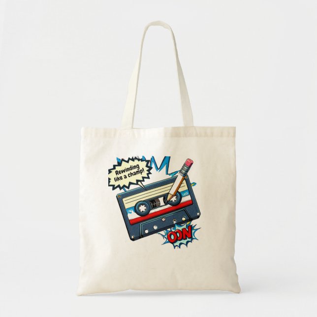 Bolso De Tela Retro cassette with pencil – Pop-art design with t (Frente)