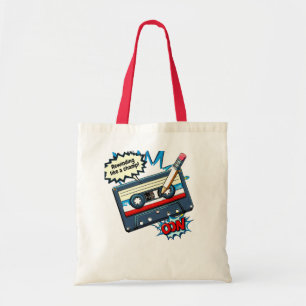 Bolso De Tela Retro cassette with pencil – Pop-art design with t