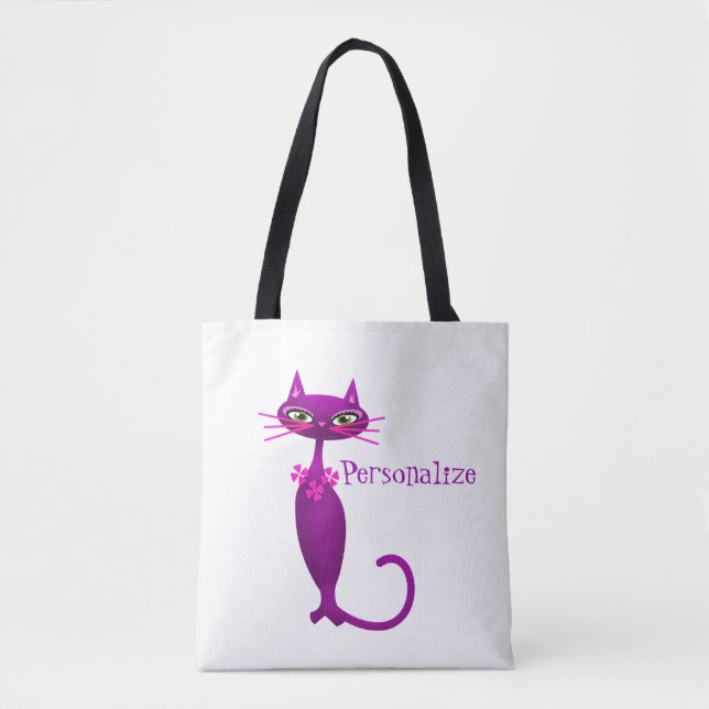 Bolso De Tela Retro cat mitad siglo lindo niñito (Anverso)