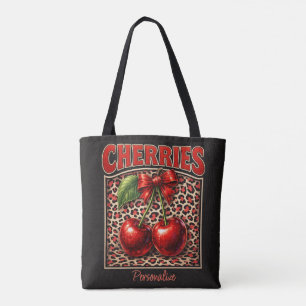 Bolso De Tela Retro Cherry Coquette Diseño de Lazo de Moda sobre