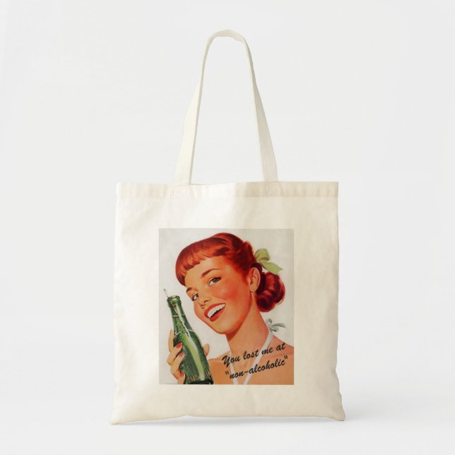 Bolso De Tela Retro Chica Soda Anunciar el lema gracioso (Frente)
