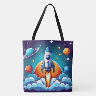 Bolso De Tela Retro, cohete espacial exterior