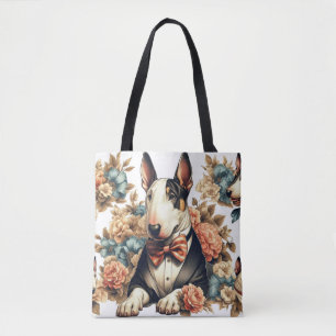 Bolso De Tela Retro Cute Floral Bull Terrier