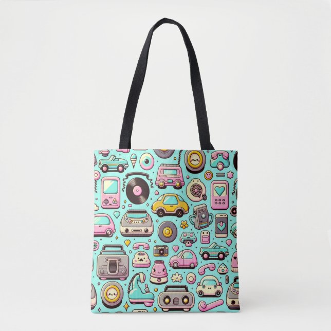 Bolso De Tela Retro Cuties: Pastel caprichoso (Anverso)
