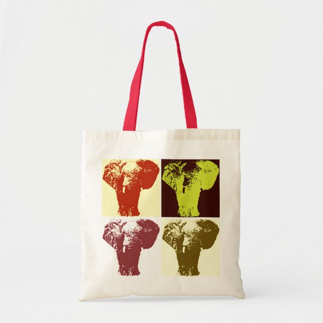 Bolso De Tela Retro de elefante de arte pop (Frente)