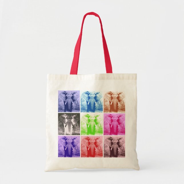 Bolso De Tela Retro de elefante de arte pop (Frente)