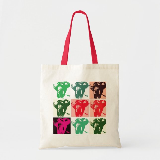 Bolso De Tela Retro de elefante de arte pop (Frente)