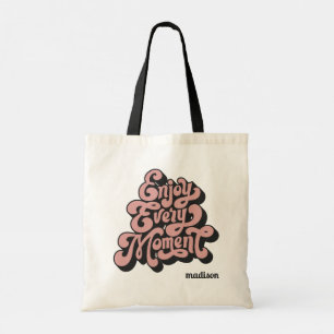Bolso De Tela Retro de nombres personalizados "Disfrutar cada mo