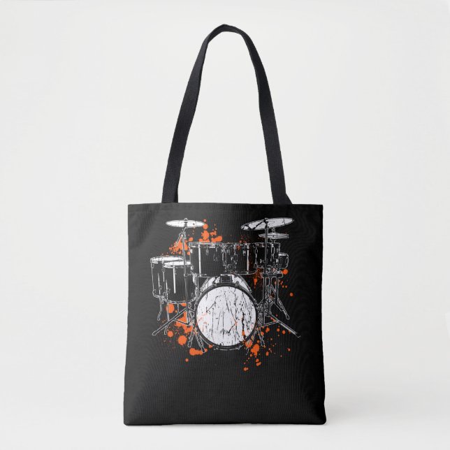 Bolso De Tela Retro Drum Set Music Drummer (Anverso)