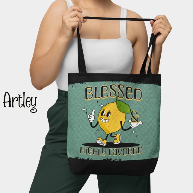 Bolso De Tela Retro Feliz Limón bendecido y altamente favorecido (Subido por el creador)