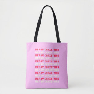 Bolso De Tela Retro Feliz Navidad Pink Holiday Decppy Preppy