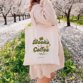 Bolso De Tela Retro Floral 'Libros y Café' Personalizado para Bi