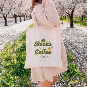 Bolso De Tela Retro Floral 'Libros y Café' Personalizado para Bi