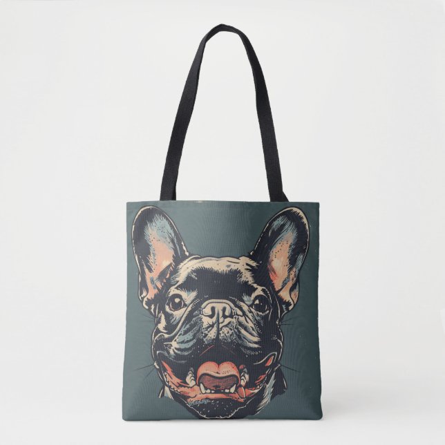 Bolso De Tela Retro French Bulldog Tote Bag (Anverso)