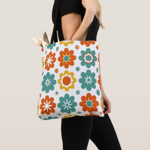 Bolso De Tela Retro Geométrico Floral Poder Boho 70s