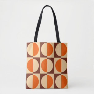 Bolso De Tela Retro Geométrico Media cuadrada y patrón de círcul