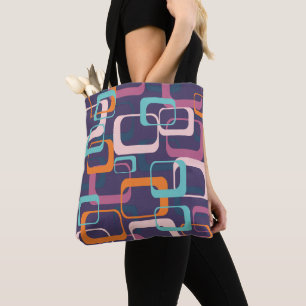 Bolso De Tela Retro Geométrico Medio Siglo Formas Art Púrpura