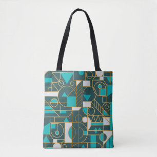 Bolso De Tela Retro Geométrico: Poster de arte Minimalista.