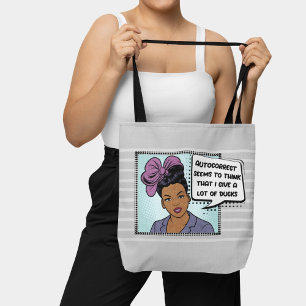 Bolso De Tela Retro gris arte pop Autocorregir frase sarcástica