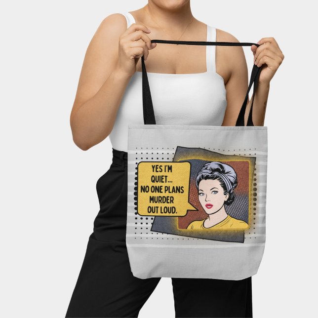 Bolso De Tela Retro gris arte pop Shy Chica frase sarcástica (Subido por el creador)