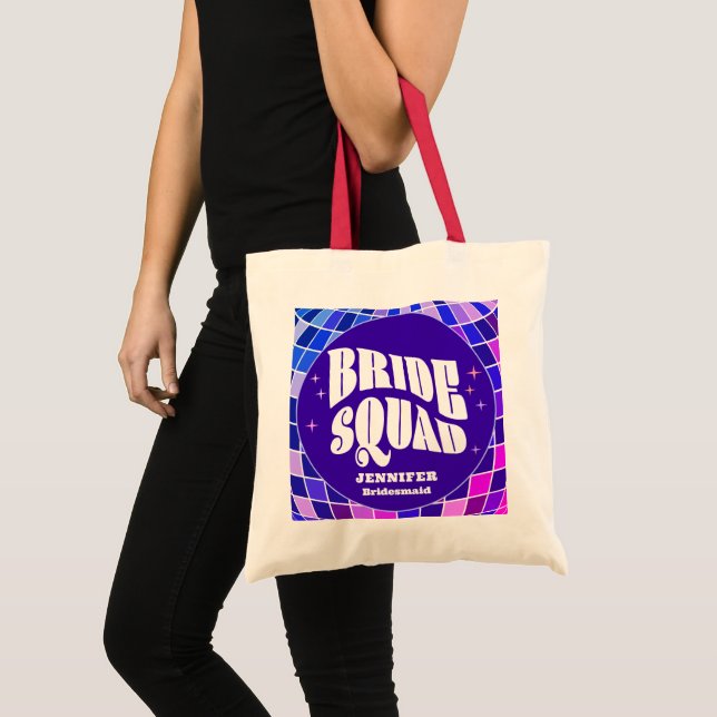 Bolso De Tela Retro Groovy Bachelorette Bride la Brigada (Anverso (producto))