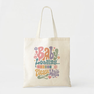 Bolso De Tela Retro Groovy Bebé Cargando Por Favor Espere Matern