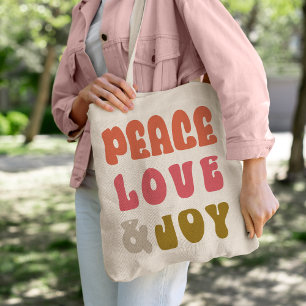 Bolso De Tela Retro Groovy Peace Love Joy Holiday Photo