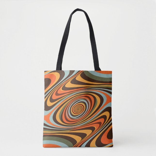 Bolso De Tela Retro Groovy Swirl Pattern 70s Psychedelic Vortex (Anverso)