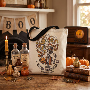 Bolso De Tela Retro Halloween Esqueleto Poción Espeluznante