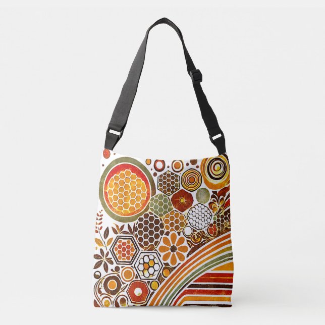 Bolso De Tela Retro Honeycomb Tote Bag | Diseño de Bee (Anverso)