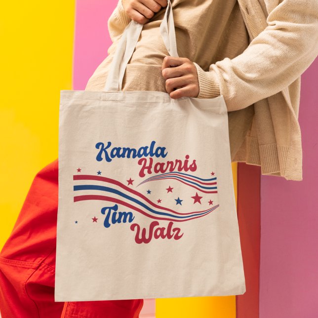 Bolso De Tela Retro Kamala Harris Tim Walz elecciones puntuales (Subido por el creador)