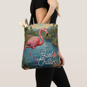 Bolso De Tela Retro lindo flamenco rosa paraíso tropical