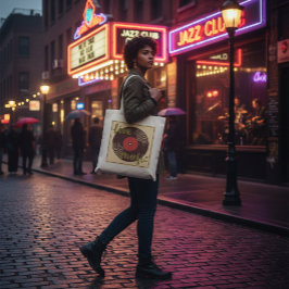 Bolso De Tela Retro Live Music Vinyl Record Tote Bag